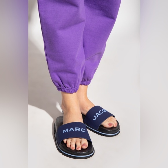 Marc Jacobs | The Slide In Navy With Logo NEW - Picture 2 of 8
